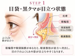 STEP1 目袋・黒クマが目立つ状態の模式図